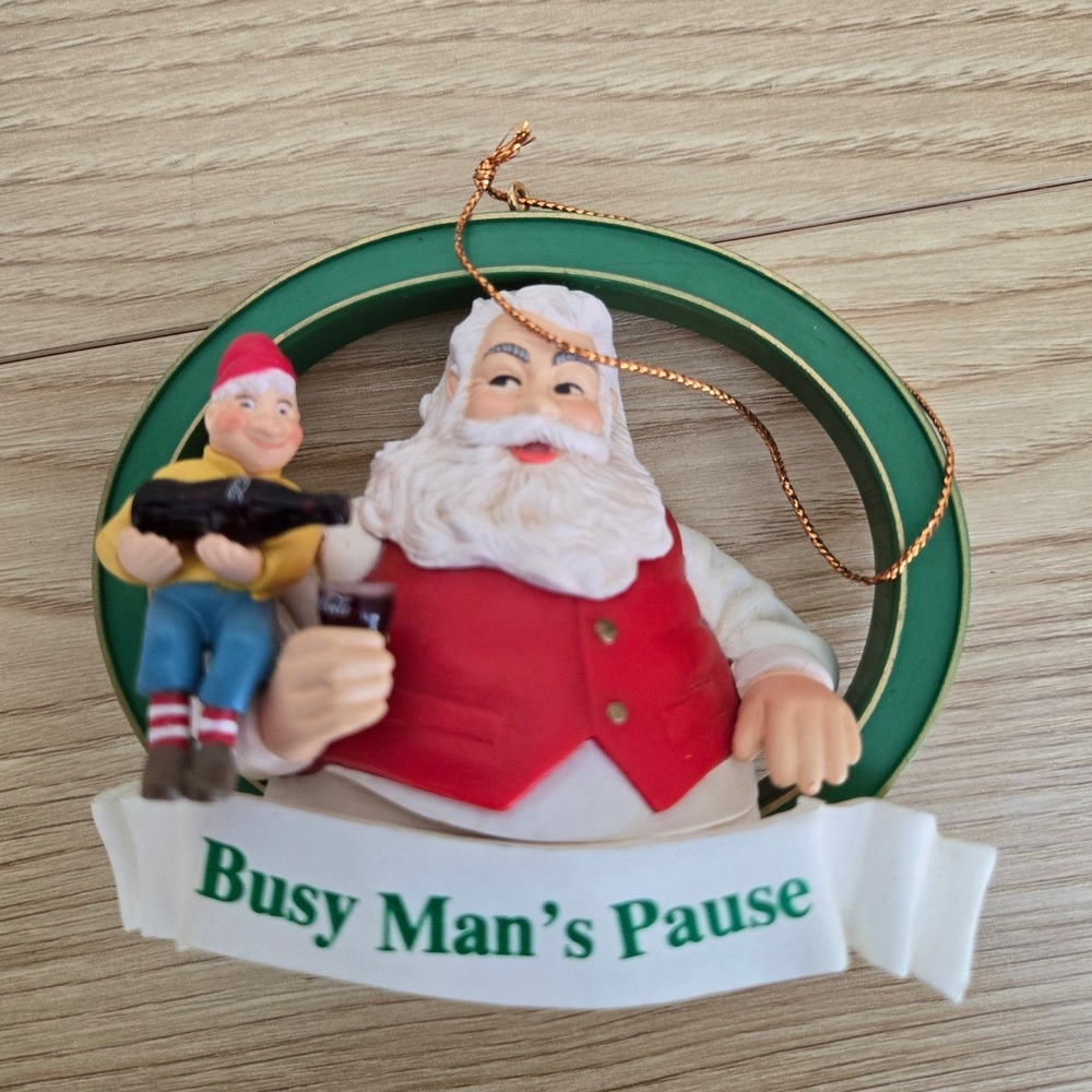 Coca-Cola Trim A Tree 1960 Busy Man's Pause Santa Ornament Haddon Sundblom